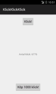 Klick-appen i emulatorn