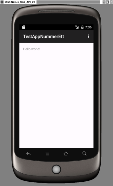 Emulatorn med hello world i Linux