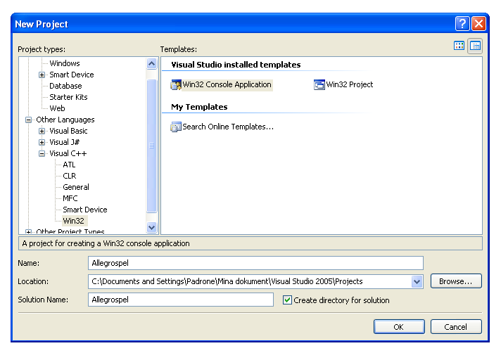 En konsol-applikation i Visual C++