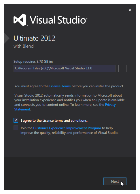 Installationen av Visual Studio