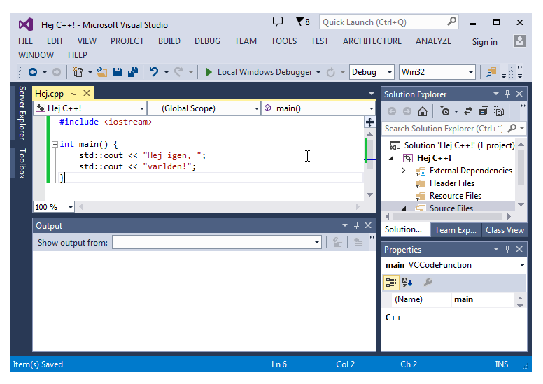 Redigeringsrutan i Visual Studio-fnstret