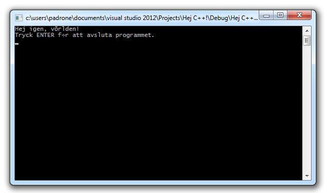 Textfnstret med programkrningen
