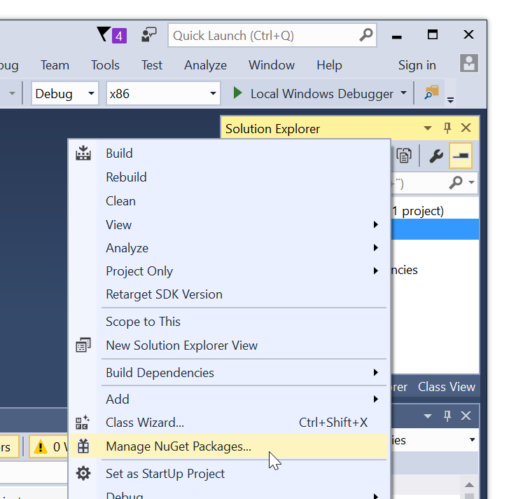 Manage NuGet Packages