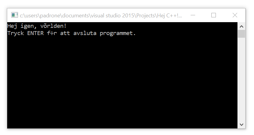 Textfnstret med programkrningen