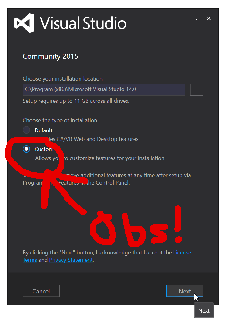 Installationen av Visual Studio