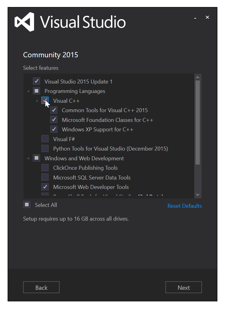 Installationen av Visual Studio