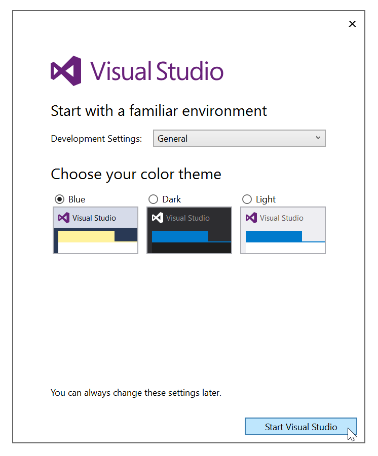 Val av Development settings