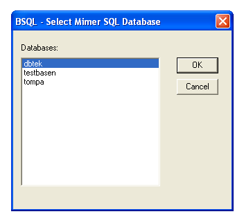 Choosing a database for Mimer Batch SQL