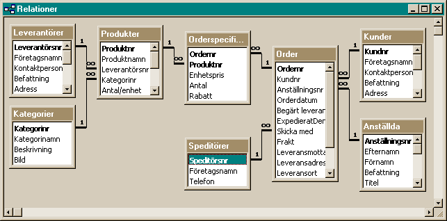 Ett fnster frn Microsoft Access