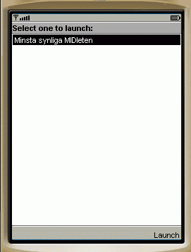 Minsta synliga MIDleten i emulatorn