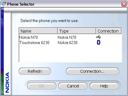 Vlj telefon i Nokia PC Suite
