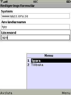 MIDleten Losenord i emulatorn
