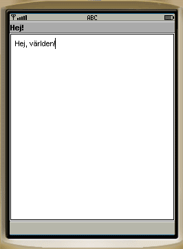 Emulatorn: Nu har vi startat textrutetestet