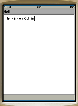 Emulatorn: Vi kan skriva i textrutan