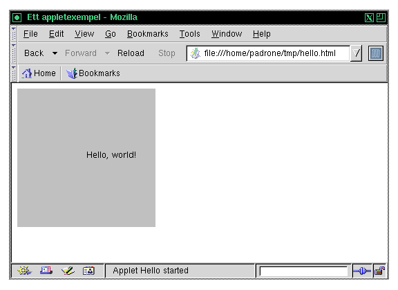 Appleten i en webblsare