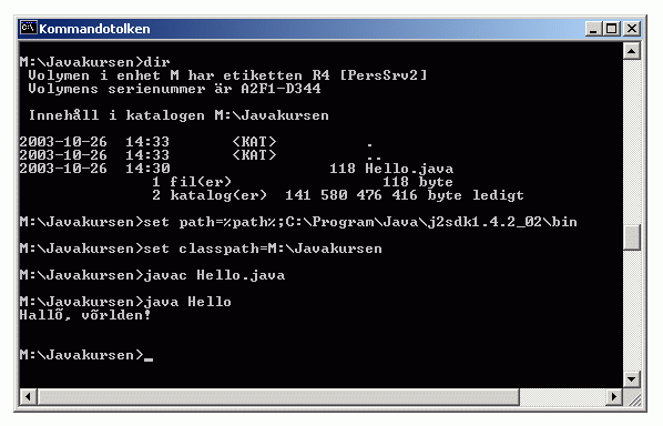 Java i ett kommandofnster