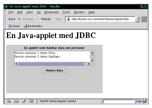 Appleten i Mozilla, efter SQL-frgan