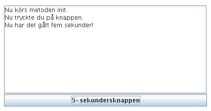Appleten Tajmertest6, fem sekunder efter knapptryckning