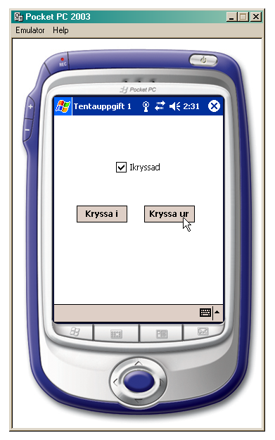 En ganska meningsls applikation, i Pocket PC-emulatorn