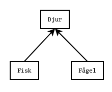 Basklassen Djur, med subklasserna Fisk och Fgel