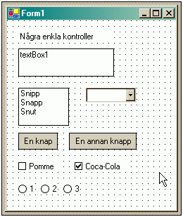 Tillmpningen "Ngra enkla kontroller" i emulatorn