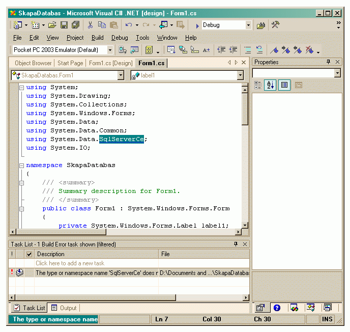 Installation av SQL Server CE