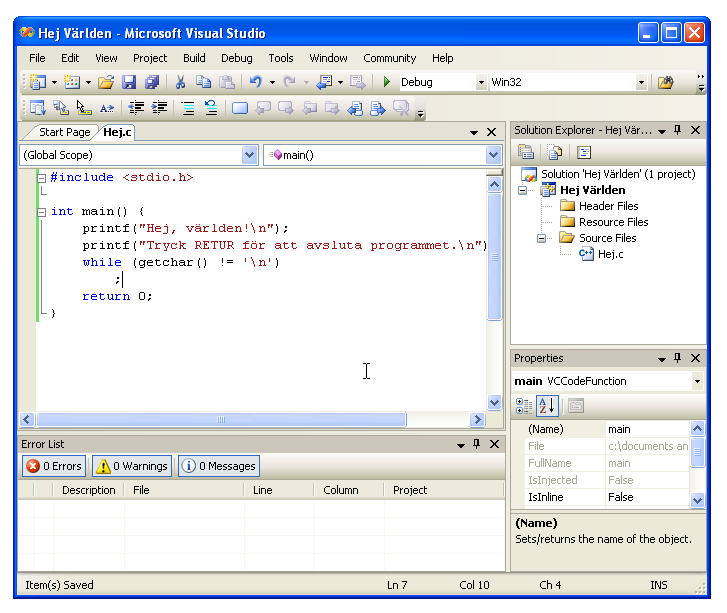 Visual Studio-fnstret