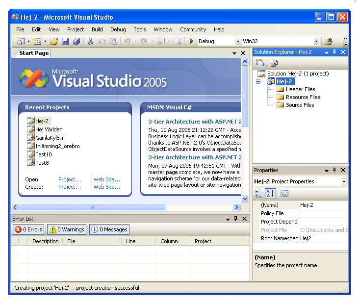 Visual Studio-fnstret