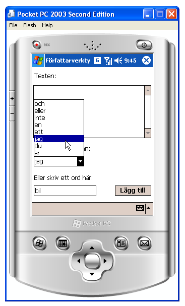 Comboboxen i Frfattarverktyget
