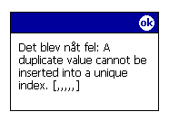 En meddelanderuta om ett nyckelfel