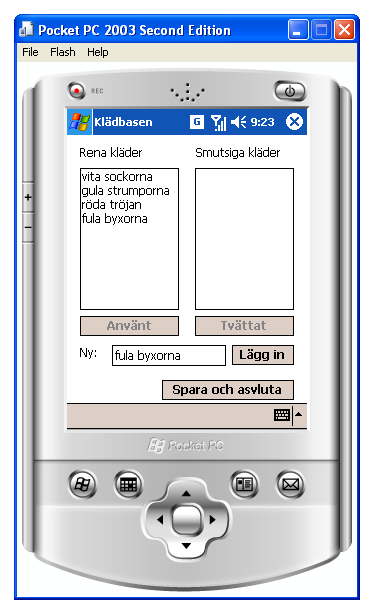 Att lgga in nya (rena) klder i Kldbasen