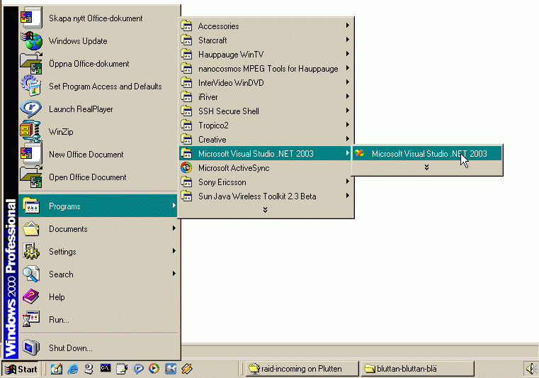 Vi startar Visual Studio
