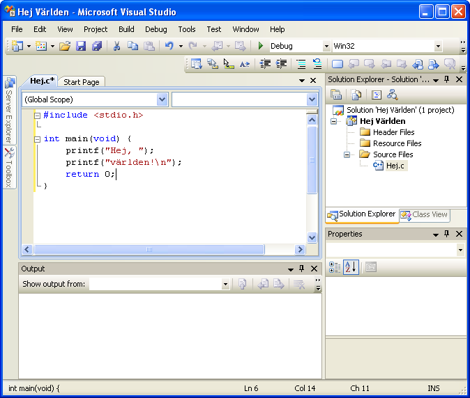 Redigeringsrutan i Visual Studio-fnstret