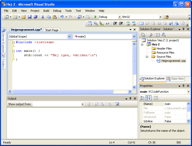 Redigeringsrutan i Visual Studio-fnstret