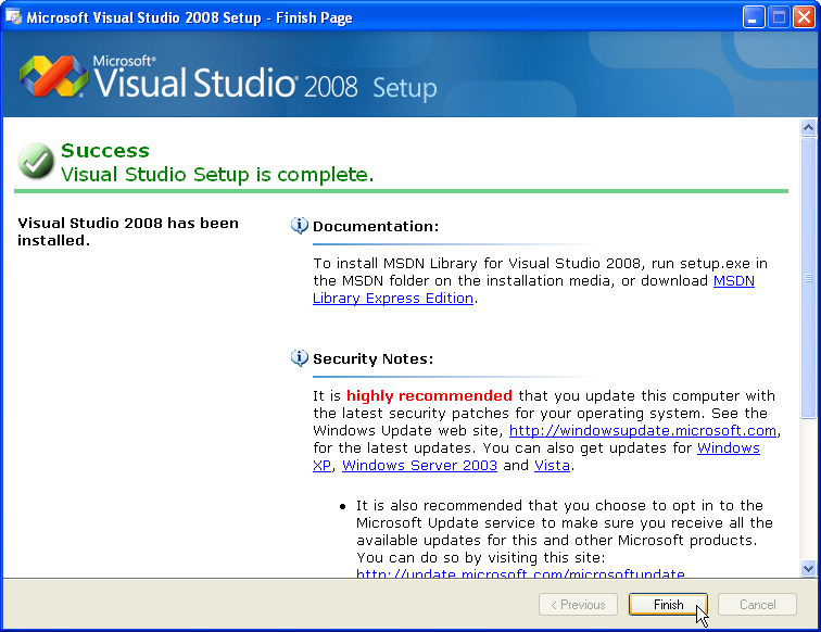 Installationen av Visual Studio